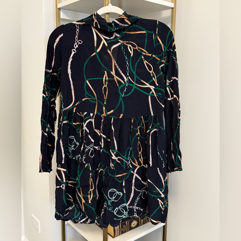 Zara Dress with Green, Pink, and Gold pattern